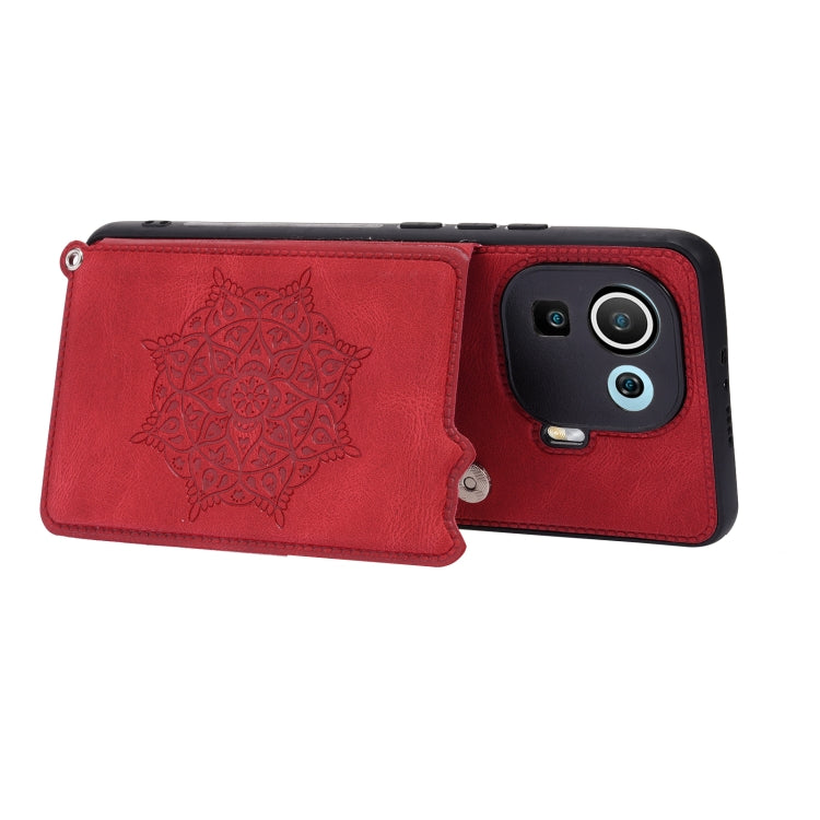 For Xiaomi Mi 11 Pro Mandala Embossed PU + TPU Case with Holder & Card Slots & Photo Frame & Strap