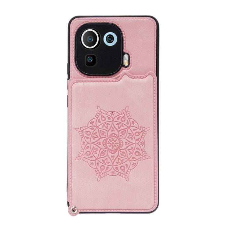 For Xiaomi Mi 11 Pro Mandala Embossed PU + TPU Case with Holder & Card Slots & Photo Frame & Strap
