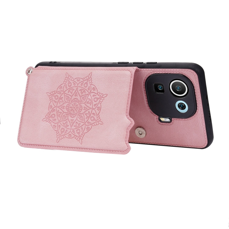 For Xiaomi Mi 11 Pro Mandala Embossed PU + TPU Case with Holder & Card Slots & Photo Frame & Strap