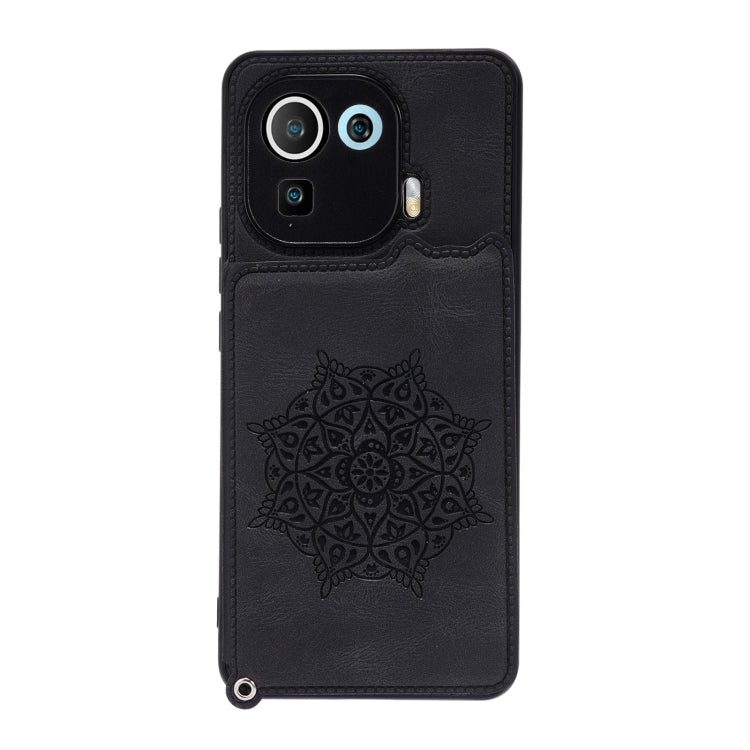 For Xiaomi Mi 11 Pro Mandala Embossed PU + TPU Case with Holder & Card Slots & Photo Frame & Strap