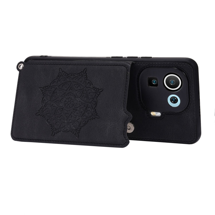 For Xiaomi Mi 11 Pro Mandala Embossed PU + TPU Case with Holder & Card Slots & Photo Frame & Strap