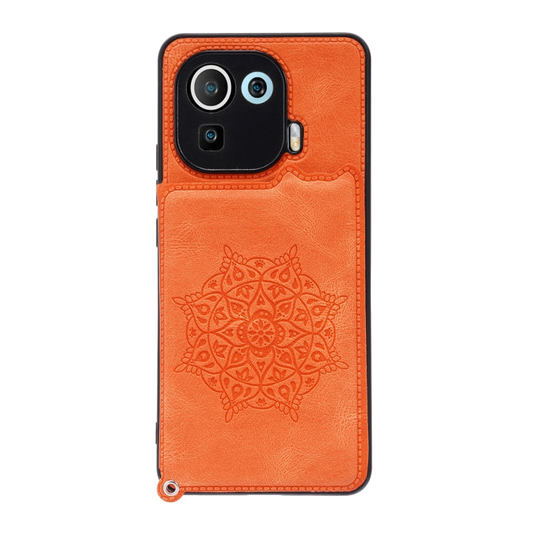 For Xiaomi Mi 11 Pro Mandala Embossed PU + TPU Case with Holder & Card Slots & Photo Frame & Strap