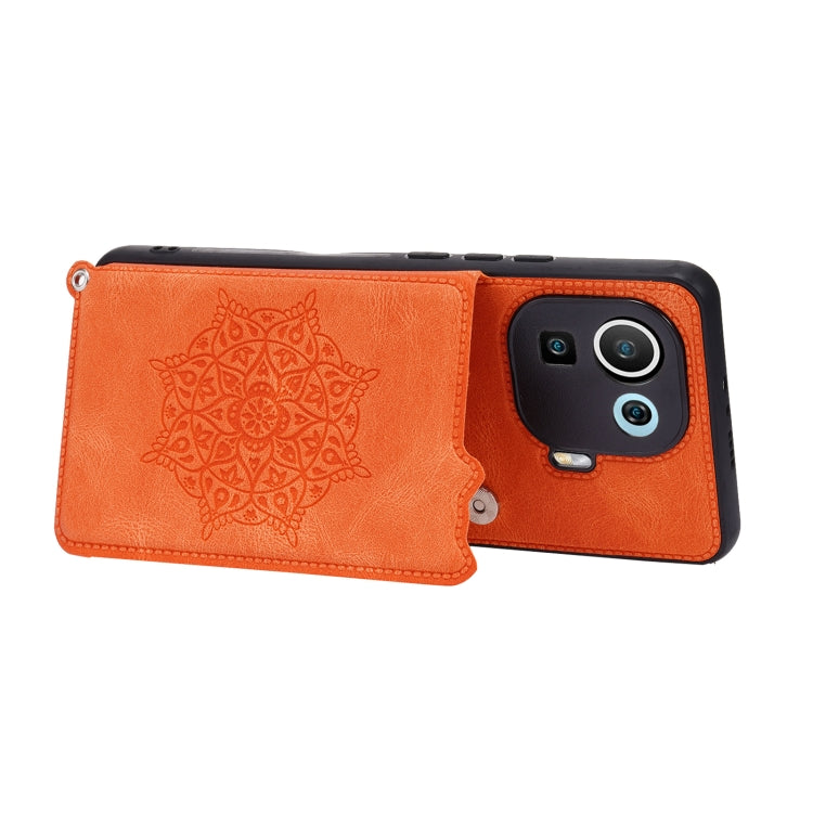 For Xiaomi Mi 11 Pro Mandala Embossed PU + TPU Case with Holder & Card Slots & Photo Frame & Strap
