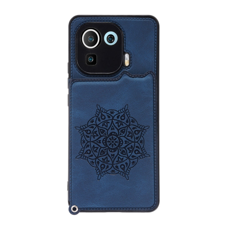 For Xiaomi Mi 11 Pro Mandala Embossed PU + TPU Case with Holder & Card Slots & Photo Frame & Strap