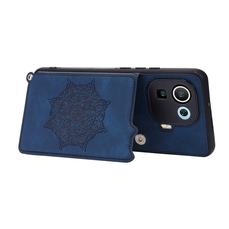 For Xiaomi Mi 11 Pro Mandala Embossed PU + TPU Case with Holder & Card Slots & Photo Frame & Strap