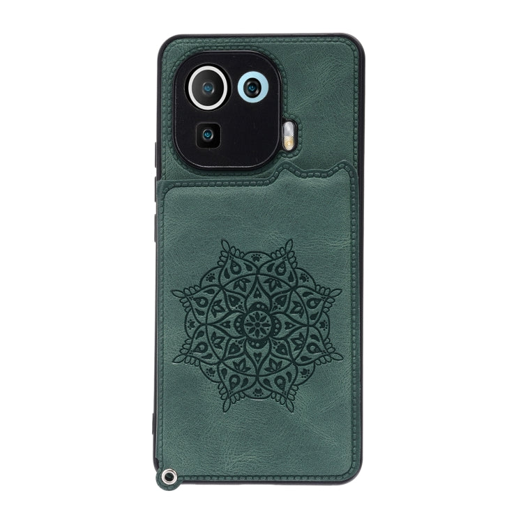 For Xiaomi Mi 11 Pro Mandala Embossed PU + TPU Case with Holder & Card Slots & Photo Frame & Strap