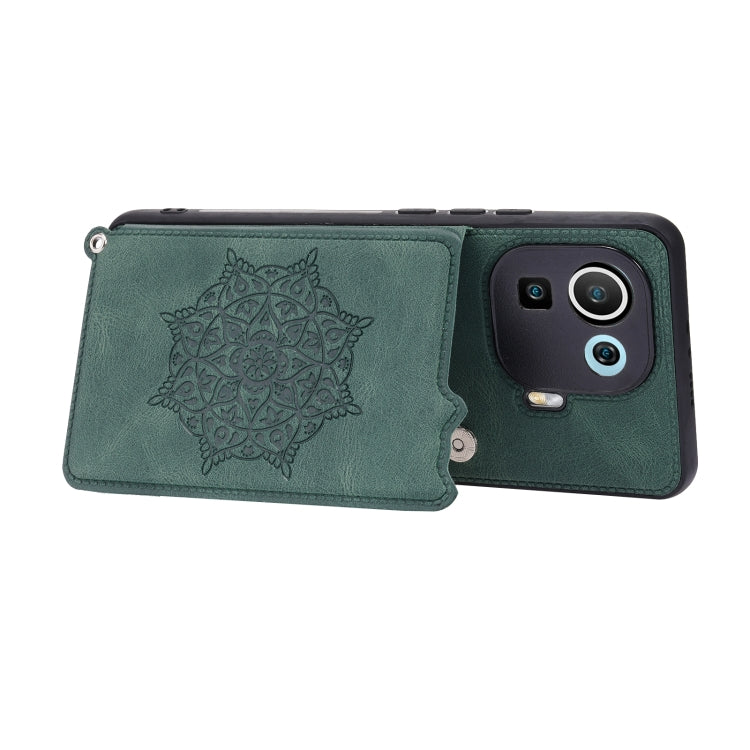 For Xiaomi Mi 11 Pro Mandala Embossed PU + TPU Case with Holder & Card Slots & Photo Frame & Strap