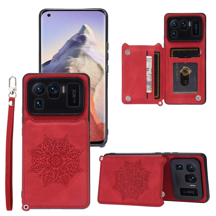 For Xiaomi Mi 11 Ultra Mandala Embossed PU + TPU Case with Holder & Card Slots & Photo Frame & Strap
