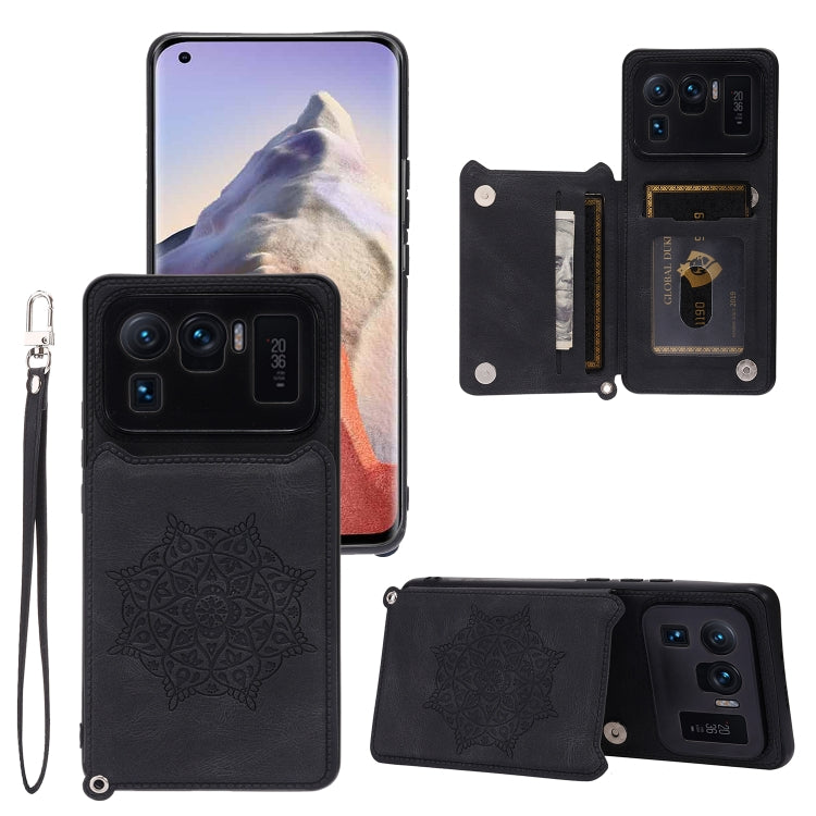 For Xiaomi Mi 11 Ultra Mandala Embossed PU + TPU Case with Holder & Card Slots & Photo Frame & Strap