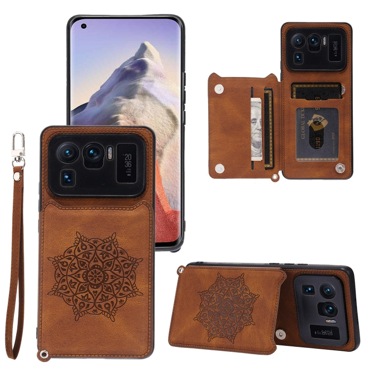 For Xiaomi Mi 11 Ultra Mandala Embossed PU + TPU Case with Holder & Card Slots & Photo Frame & Strap