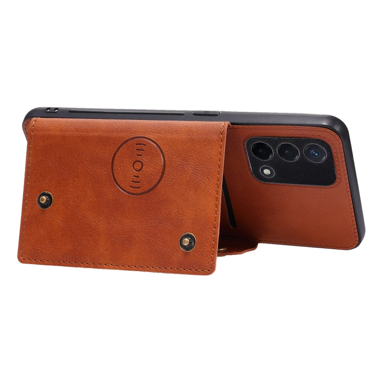 For OPPO Realme X7 Pro Ultra Double Buckle PU + TPU Shockproof Magnetic Protective Case with Card Slot & Holder