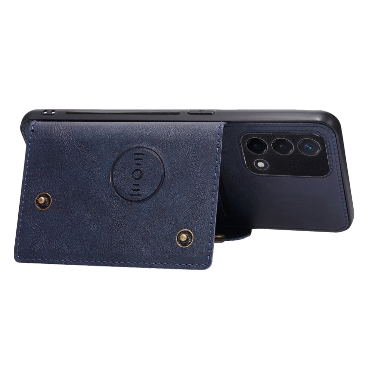 For OPPO Realme X7 Pro Ultra Double Buckle PU + TPU Shockproof Magnetic Protective Case with Card Slot & Holder