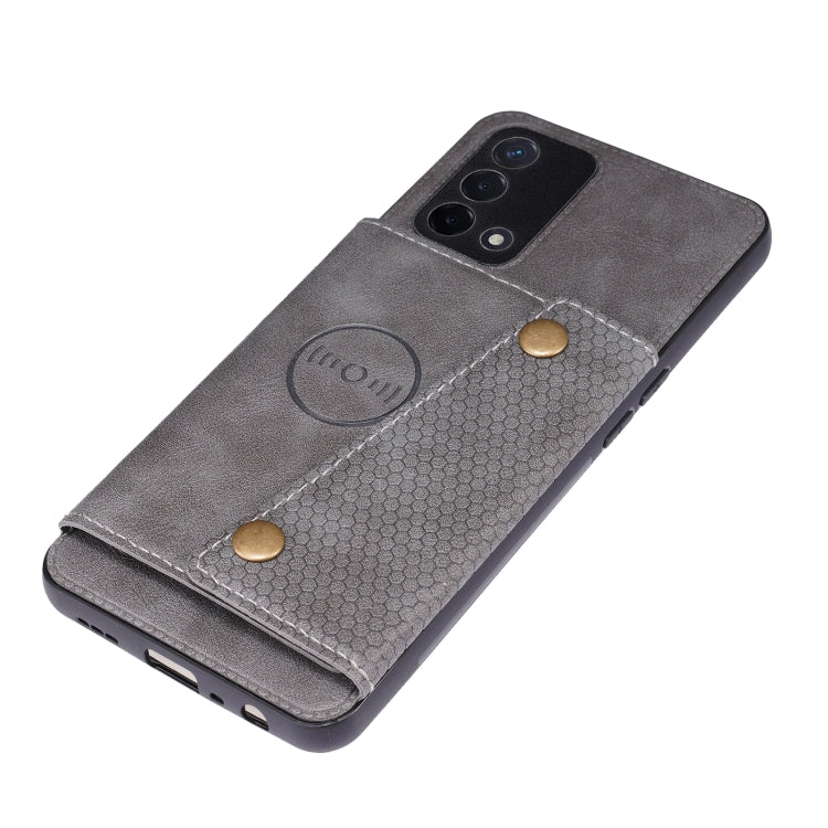 For OPPO Realme X7 Pro Ultra Double Buckle PU + TPU Shockproof Magnetic Protective Case with Card Slot & Holder