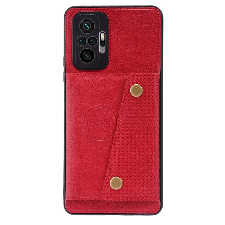 For Xiaomi Redmi Note 10 Pro Max Double Buckle PU + TPU Shockproof Magnetic Protective Case with Card Slot & Holder