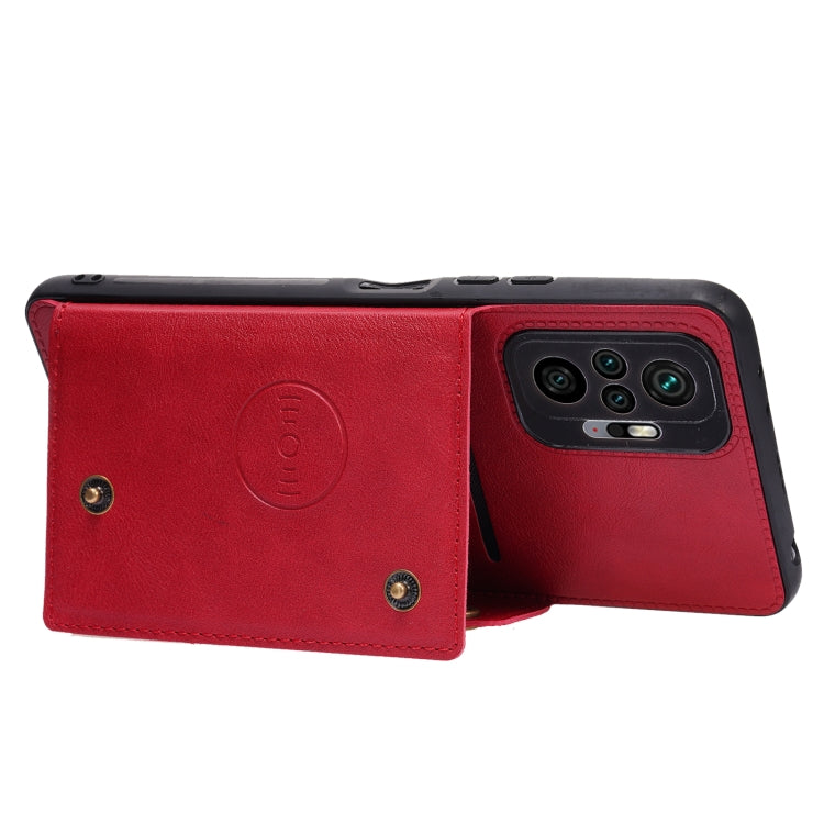 For Xiaomi Redmi Note 10 Pro Max Double Buckle PU + TPU Shockproof Magnetic Protective Case with Card Slot & Holder