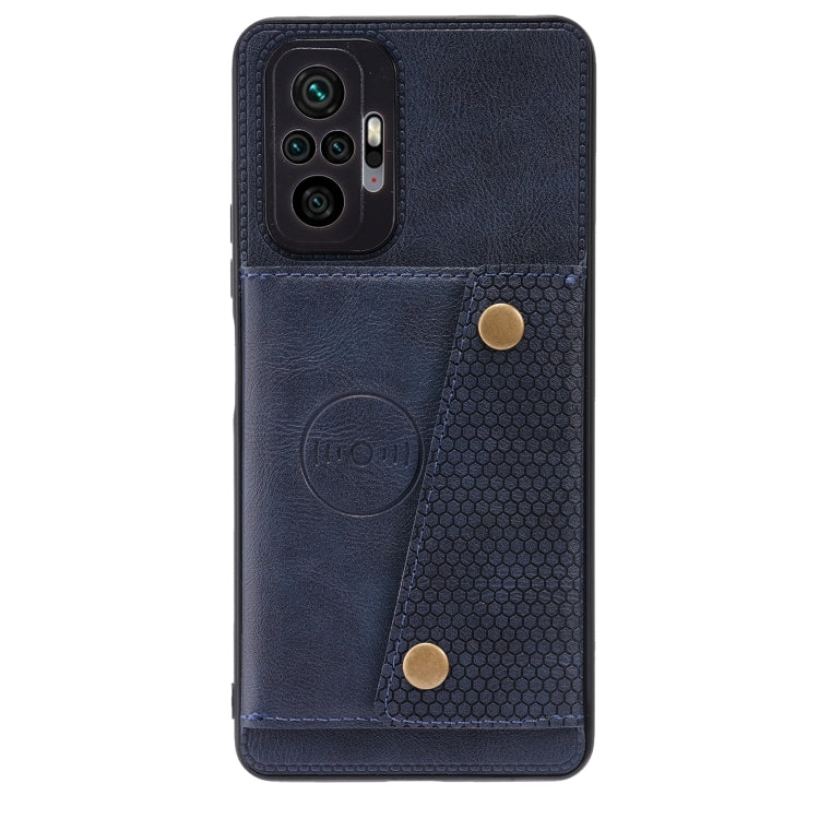 For Xiaomi Redmi Note 10 Pro Max Double Buckle PU + TPU Shockproof Magnetic Protective Case with Card Slot & Holder