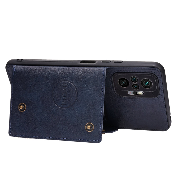 For Xiaomi Redmi Note 10 Pro Max Double Buckle PU + TPU Shockproof Magnetic Protective Case with Card Slot & Holder