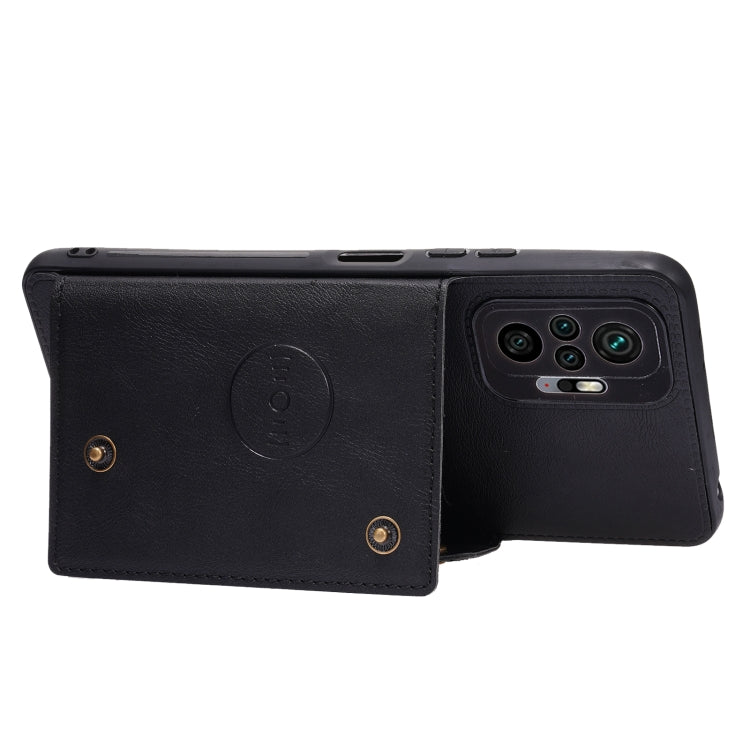 For Xiaomi Redmi Note 10 Pro Max Double Buckle PU + TPU Shockproof Magnetic Protective Case with Card Slot & Holder