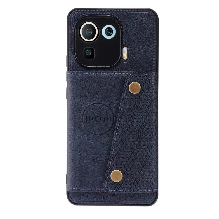 For Xiaomi Mi 11 Pro Double Buckle PU + TPU Shockproof Magnetic Protective Case with Card Slot & Holder