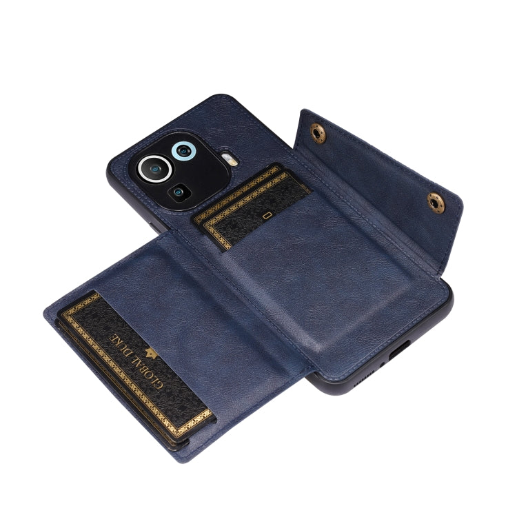 For Xiaomi Mi 11 Pro Double Buckle PU + TPU Shockproof Magnetic Protective Case with Card Slot & Holder