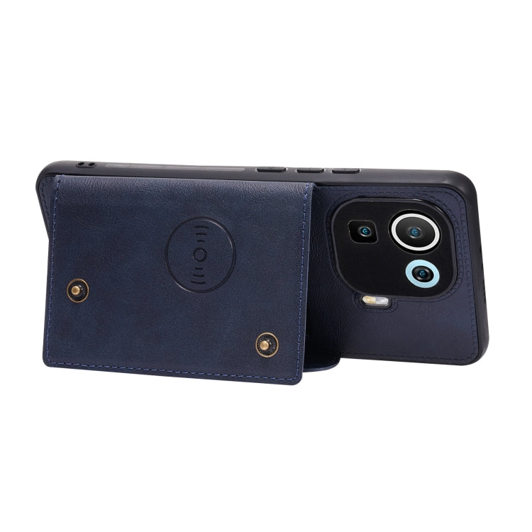 For Xiaomi Mi 11 Pro Double Buckle PU + TPU Shockproof Magnetic Protective Case with Card Slot & Holder