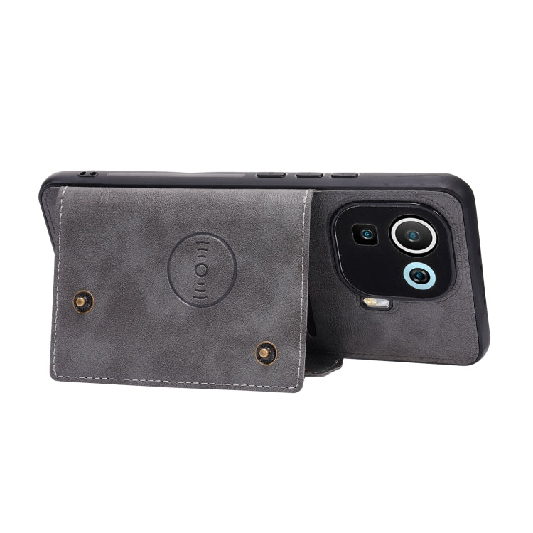 For Xiaomi Mi 11 Pro Double Buckle PU + TPU Shockproof Magnetic Protective Case with Card Slot & Holder