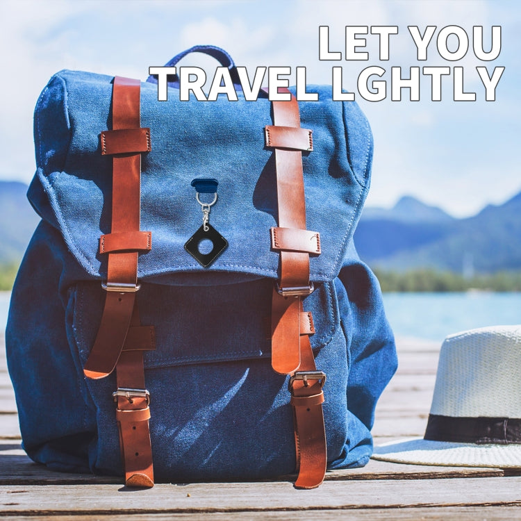 Square PU Leather Case Shockproof Anti-scratch Protective Cover with Keychain Ring Loop For AirTag