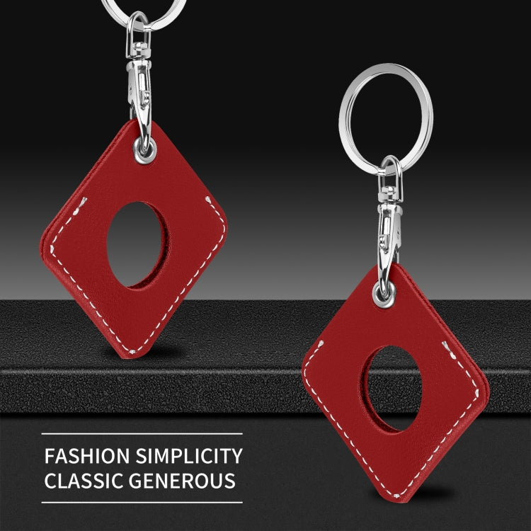 Square PU Leather Case Shockproof Anti-scratch Protective Cover with Keychain Ring Loop For AirTag