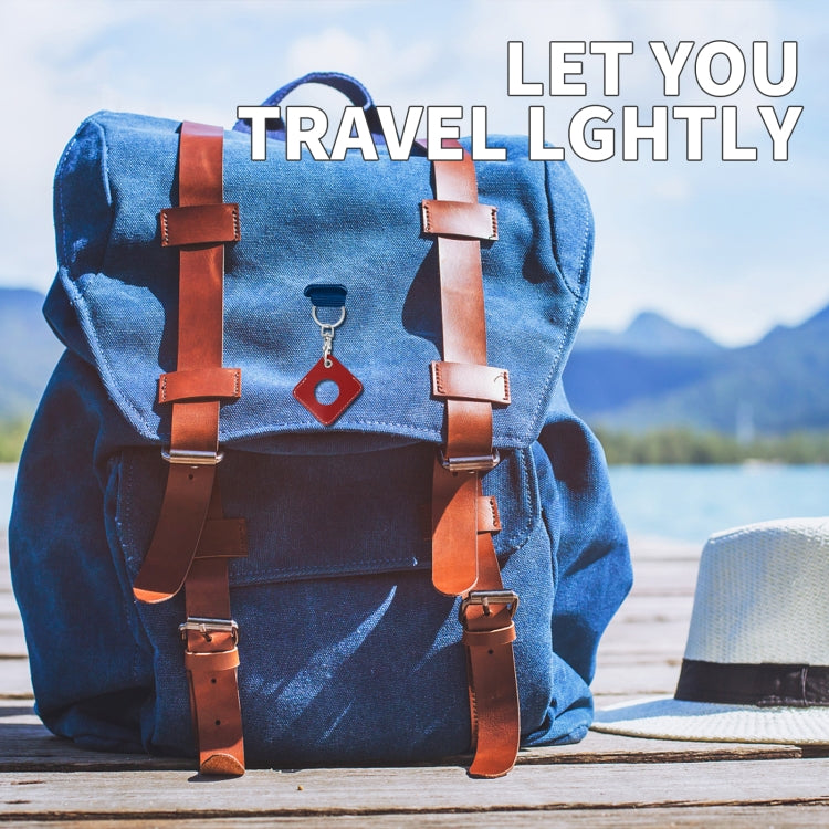 Square PU Leather Case Shockproof Anti-scratch Protective Cover with Keychain Ring Loop For AirTag