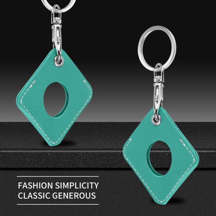 Square PU Leather Case Shockproof Anti-scratch Protective Cover with Keychain Ring Loop For AirTag