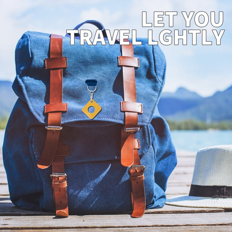 Square PU Leather Case Shockproof Anti-scratch Protective Cover with Keychain Ring Loop For AirTag