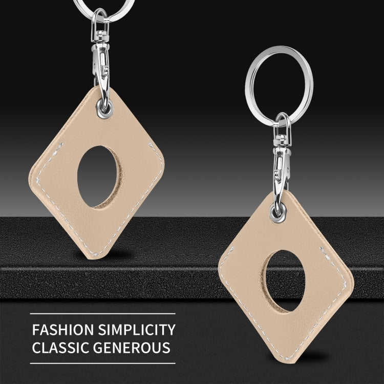 Square PU Leather Case Shockproof Anti-scratch Protective Cover with Keychain Ring Loop For AirTag
