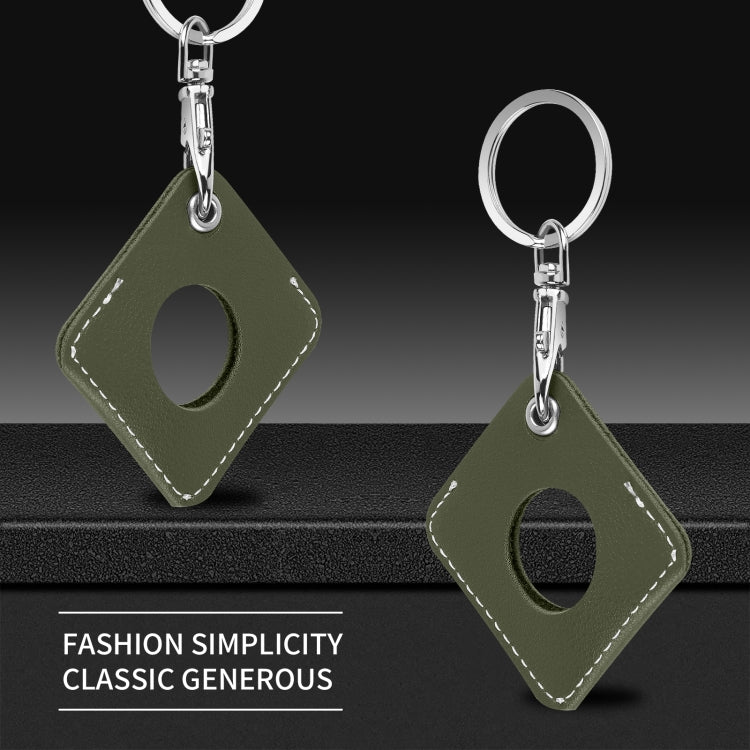 Square PU Leather Case Shockproof Anti-scratch Protective Cover with Keychain Ring Loop For AirTag