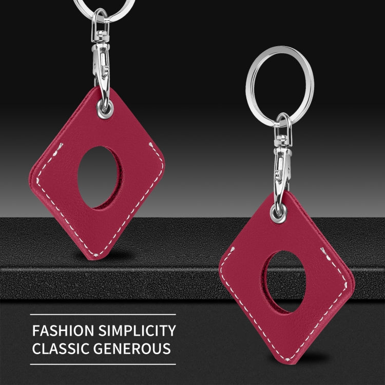 Square PU Leather Case Shockproof Anti-scratch Protective Cover with Keychain Ring Loop For AirTag