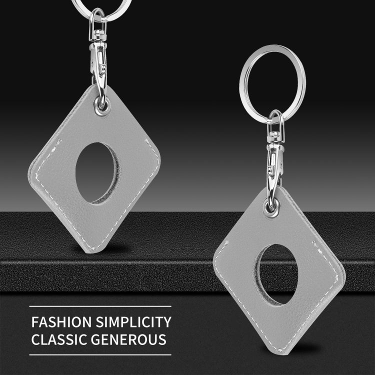 Square PU Leather Case Shockproof Anti-scratch Protective Cover with Keychain Ring Loop For AirTag