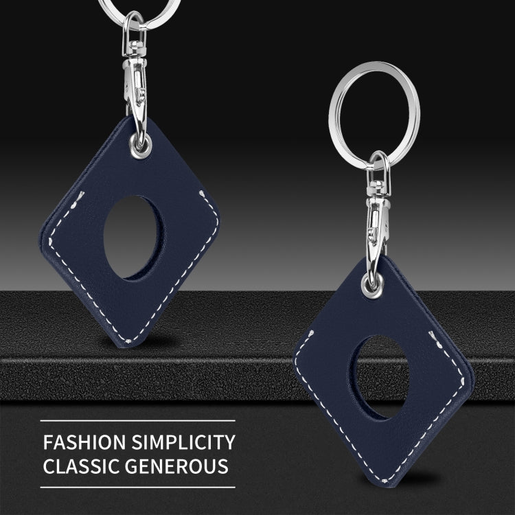 Square PU Leather Case Shockproof Anti-scratch Protective Cover with Keychain Ring Loop For AirTag