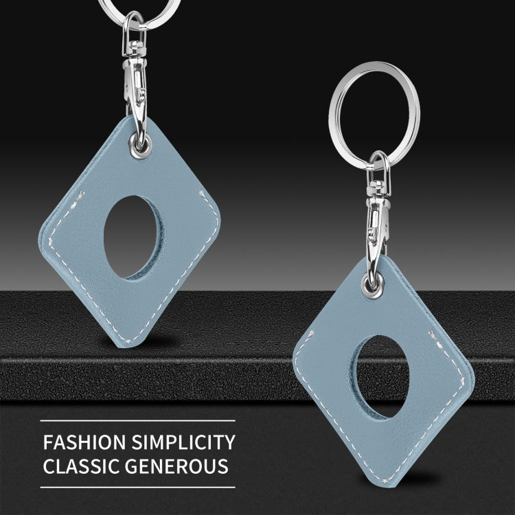 Square PU Leather Case Shockproof Anti-scratch Protective Cover with Keychain Ring Loop For AirTag