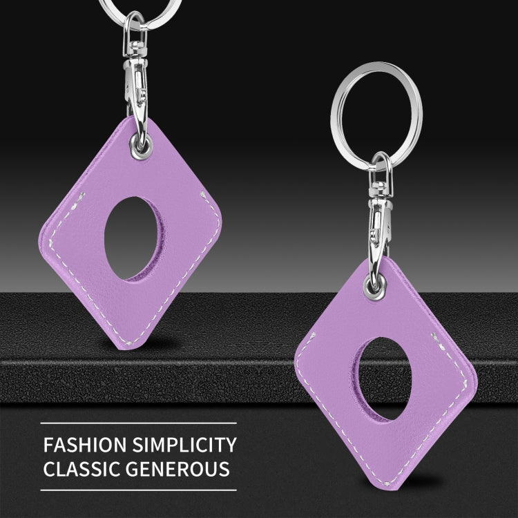 Square PU Leather Case Shockproof Anti-scratch Protective Cover with Keychain Ring Loop For AirTag