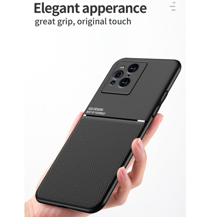 For OPPO Find X3 Classic Tilt Strip Grain Magnetic Shockproof PC + TPU Case