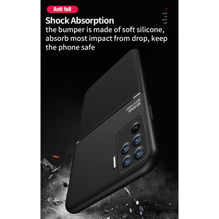 For OPPO A94 Classic Tilt Strip Grain Magnetic Shockproof PC + TPU Case