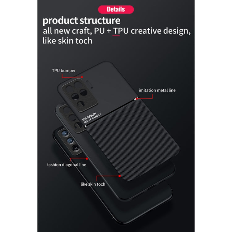 For OPPO A94 Classic Tilt Strip Grain Magnetic Shockproof PC + TPU Case