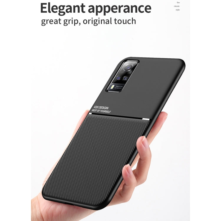 For vivo Y51 (2020) Classic Tilt Strip Grain Magnetic Shockproof PC + TPU Case