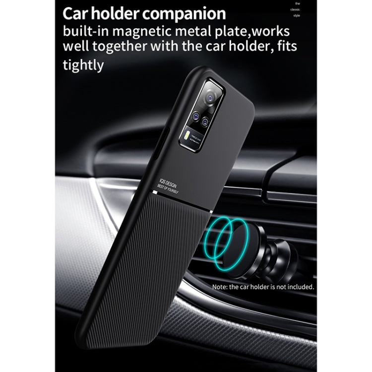 For vivo Y51 (2020) Classic Tilt Strip Grain Magnetic Shockproof PC + TPU Case