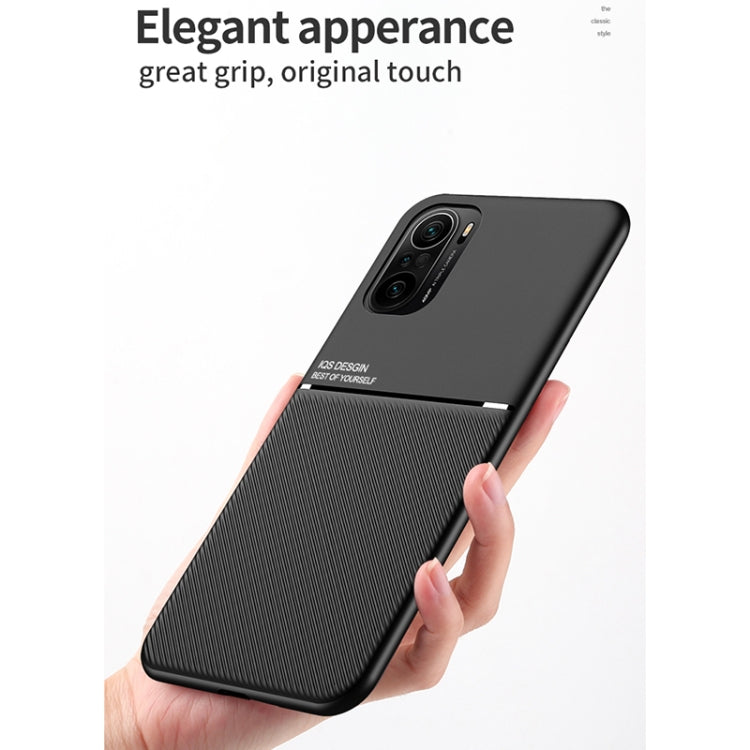 For Xiaomi Redmi K40 Classic Tilt Strip Grain Magnetic Shockproof PC + TPU Case
