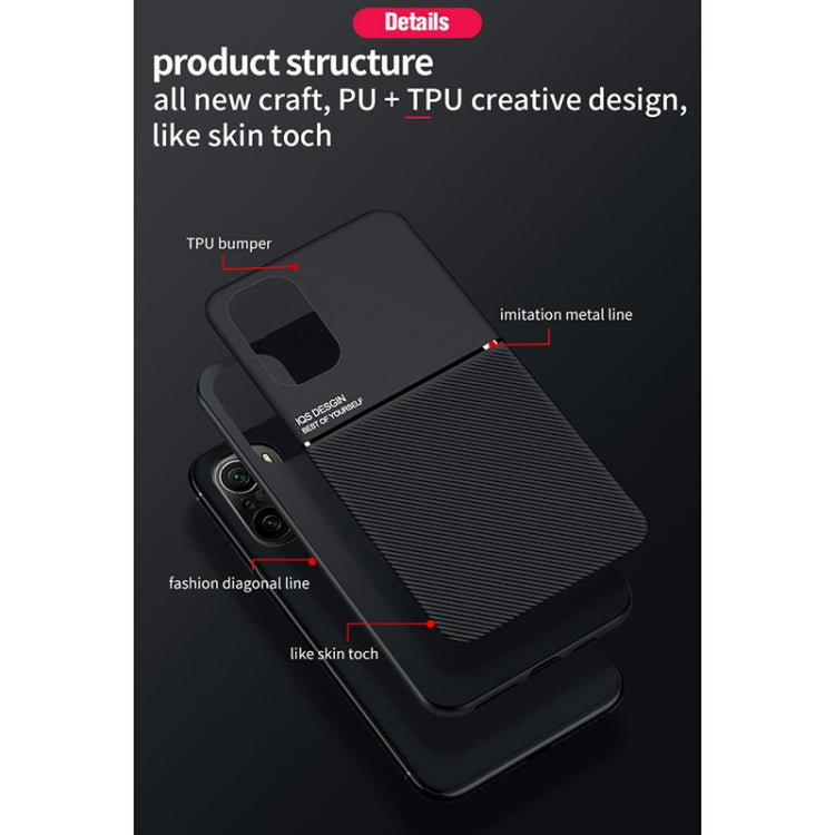 For Xiaomi Redmi K40 Classic Tilt Strip Grain Magnetic Shockproof PC + TPU Case