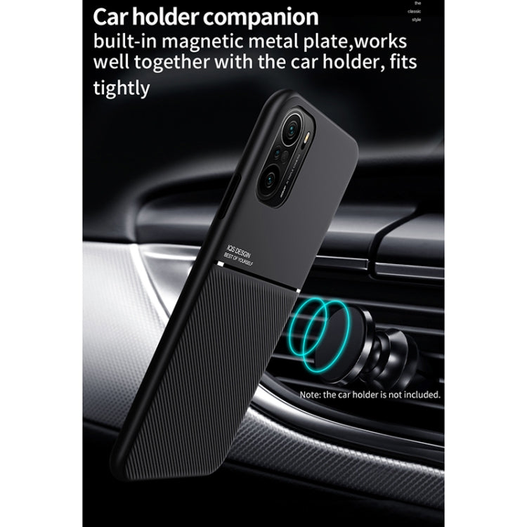 For Xiaomi Redmi K40 Classic Tilt Strip Grain Magnetic Shockproof PC + TPU Case