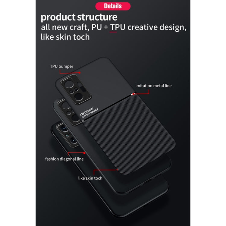 For Xiaomi Redmi Note 10 4G Classic Tilt Strip Grain Magnetic Shockproof PC + TPU Case