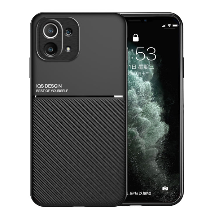 For Xiaomi Mi 11 Lite 5G Classic Tilt Strip Grain Magnetic Shockproof PC + TPU Case