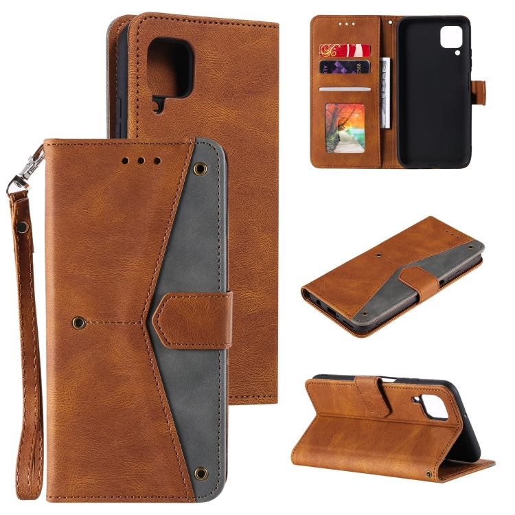 For Samsung Galaxy A12 Stitching Calf Texture Horizontal Flip Leather Case with Holder & Card Slots & Wallet
