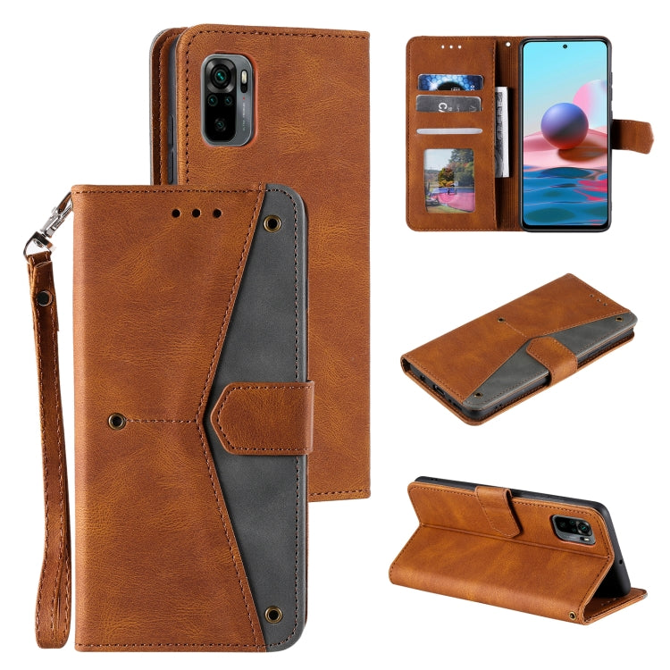 For Xiaomi Redmi Note 10 4G Stitching Calf Texture Horizontal Flip Leather Case with Holder & Card Slots & Wallet